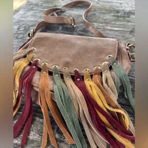 Fringe DOLCE VITA  Accent Brown Crossbody Bag, faux , suede fringed